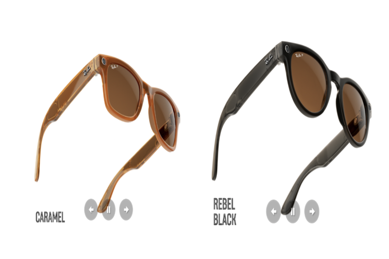 Man sieht zwei Farben der Ray Ban Meta Brille.